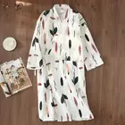 Ночная рубашка женская комфортная марлевая хлопковая одежда милое кимоно с принтом котенка одежда для сна Весенняя Свободная Домашняя одежда
