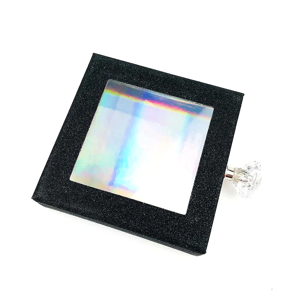 

New square window drawer box eyelashes packaging box Crystal handle diamond handle square eyelash case 25mm eyelash boxes
