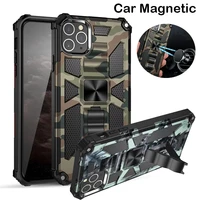 military camouflage armor case for iphone 13 12 pro max 12 mini 11 pro xs xr case luxury shockproof car holder magnetic cover