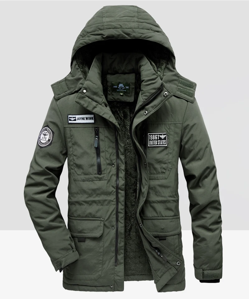 

Winter Jacket Men Fleece Warm Cotton-Padded coats Thickens Military Overcoat Windbreaker Parka men Brand Clothing size M~4XL