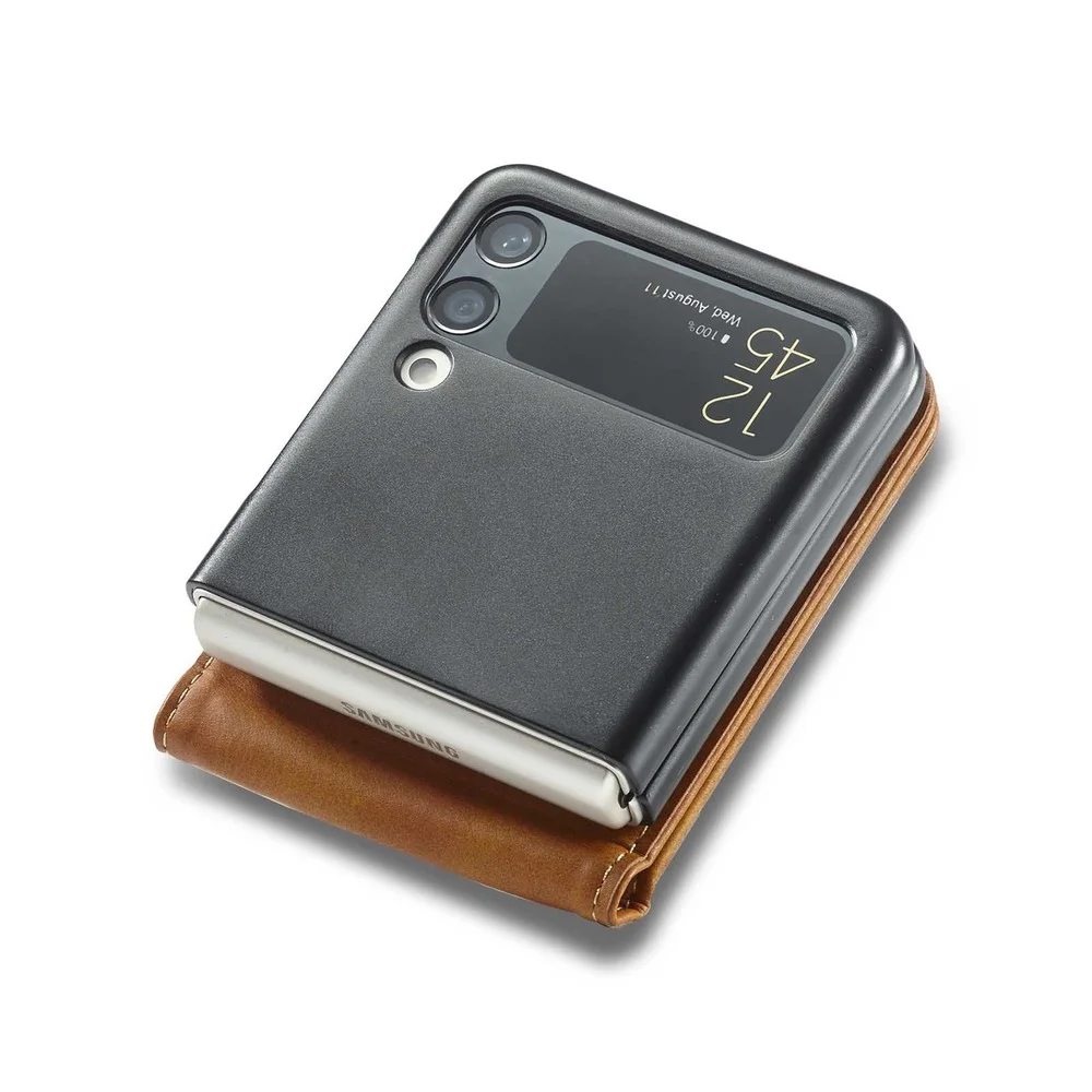 Vintage Card Wallet Case for Samsung Z Flip 3 Cover with Magnetic Buckle PU Leather Shockproof Case for Galaxy Z Flip 3 Case