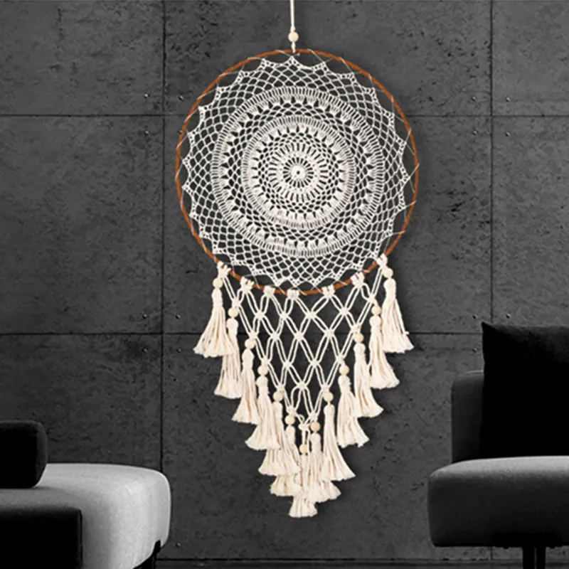 Большие Ловцы снов с бахромой 40 см металлическое кольцо Круглый Декоративный для