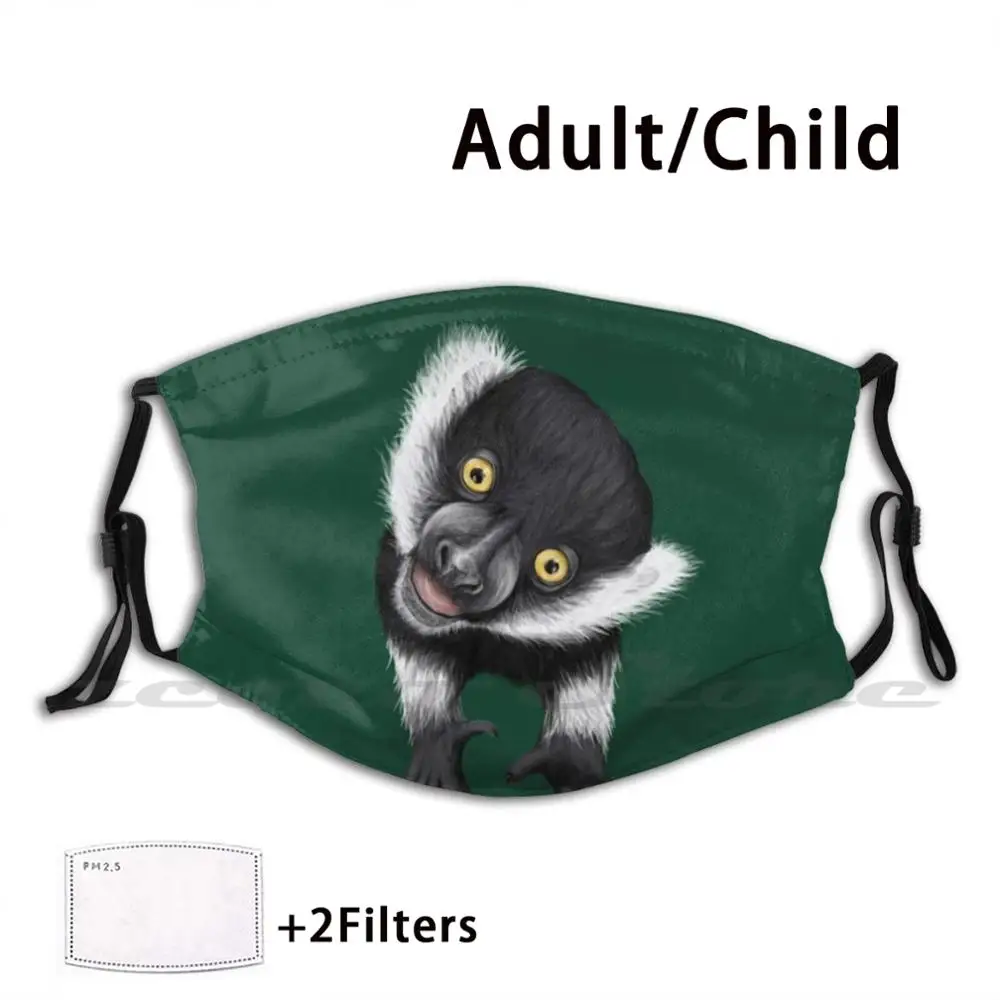 

Забавная детская моющаяся трендовая фильтровальная маска Lemur Pm2.5 Лемур обезьяна примат мадагаскарский зоопарк зоовратарь черный белый