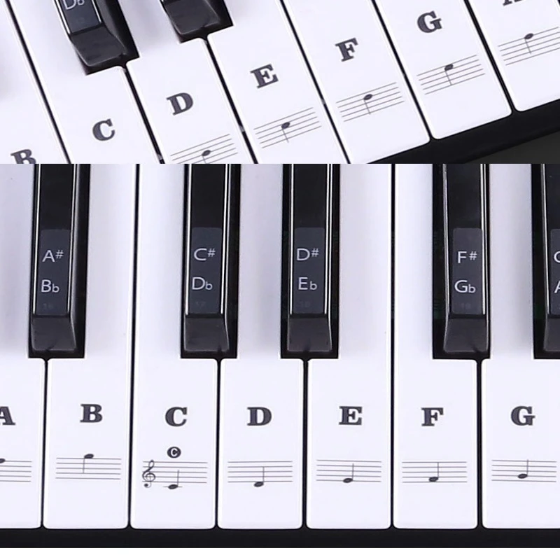 88/61/54/49 Keyboard Sticker Universal Piano Transparent Hand Roll Key Sticker——Black |