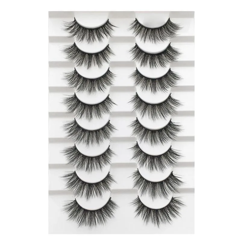 

8pairs Natural 3D Mink Lashes False Eyelashes Dramatic Volume Fake Lashes Cosmetic Makeup Eyelash Extension Silk Eyelashes