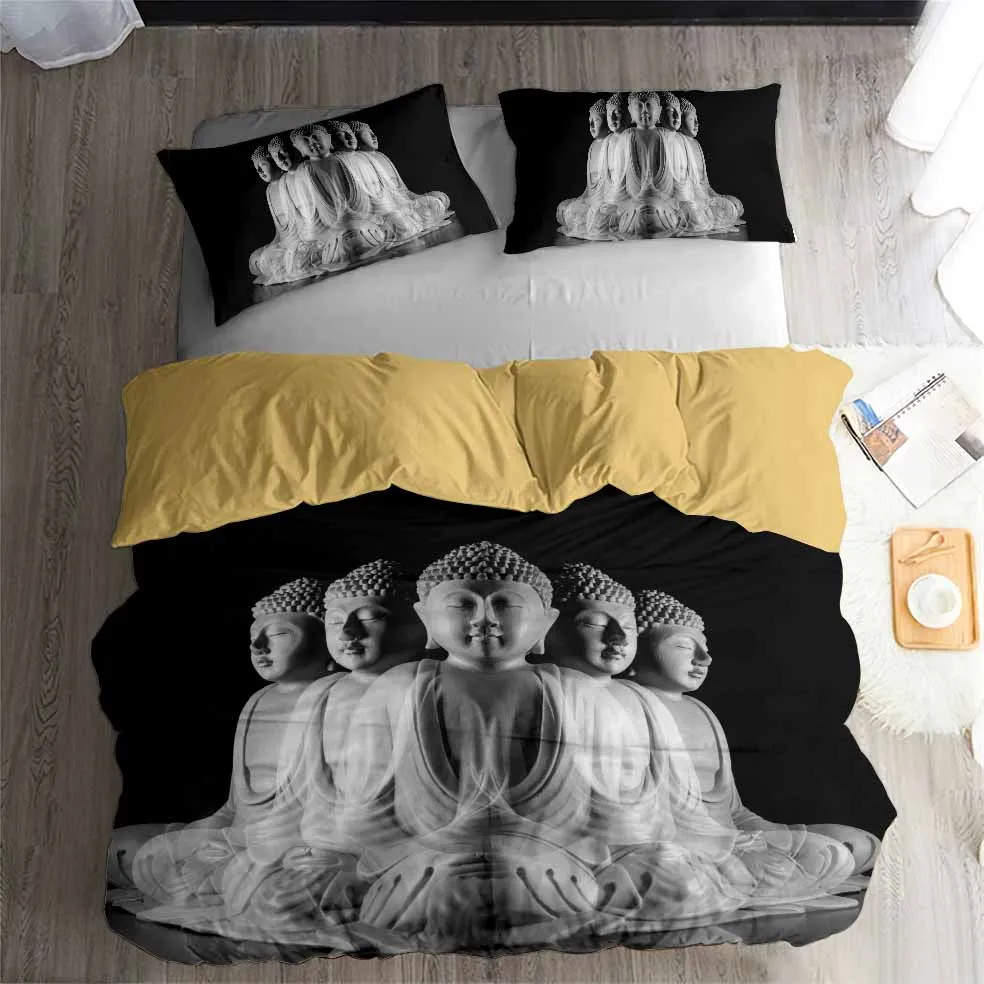 Набор постельного белья с 3D-принтом Будды пододеяльник буддийский Комплект для