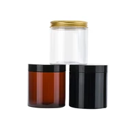custom stock empty pet plastic clear amber frosted black colorful cosmetic jar for cream skin care packaging container