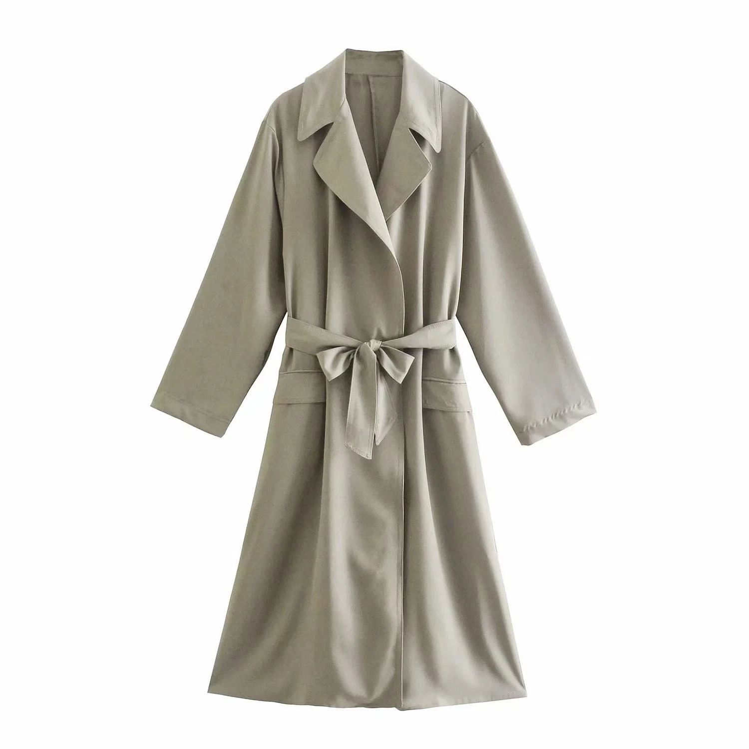 

Dave&Di 2022 Winter Vintage Loose Trench Coat Women England Style Fashion Simple Solid Sashes Loose Long Jacket Overcoat Women