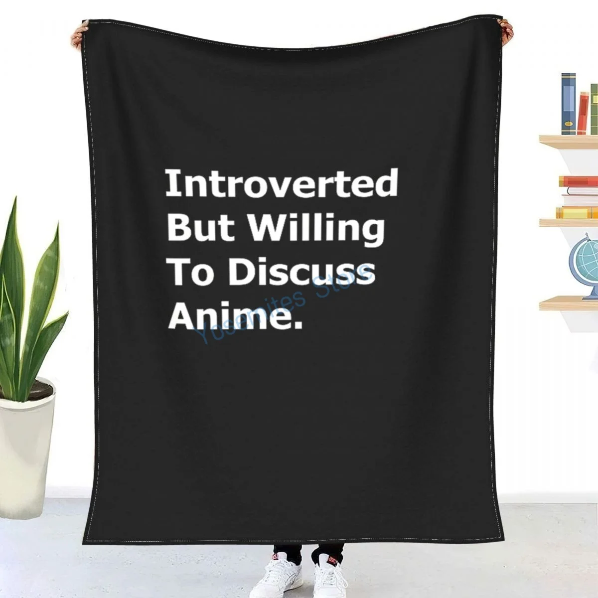 

Introverted But Willing To Discuss Anime Throw Blanket Winter flannel bedspreads, bed sheets, blankets on cars and sofas, sofa
