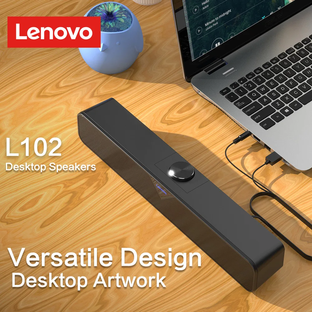Компьютерная Колонка Lenovo L102 стереозвук сабвуфер динамик 3 5 мм Aux для Macbook ноутбука