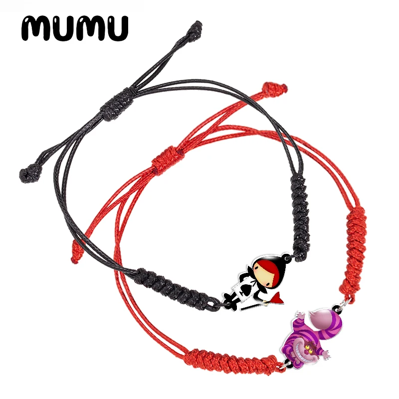 2021 новый акриловый регулируемый браслет Алиса в стране чудес Красный Черный