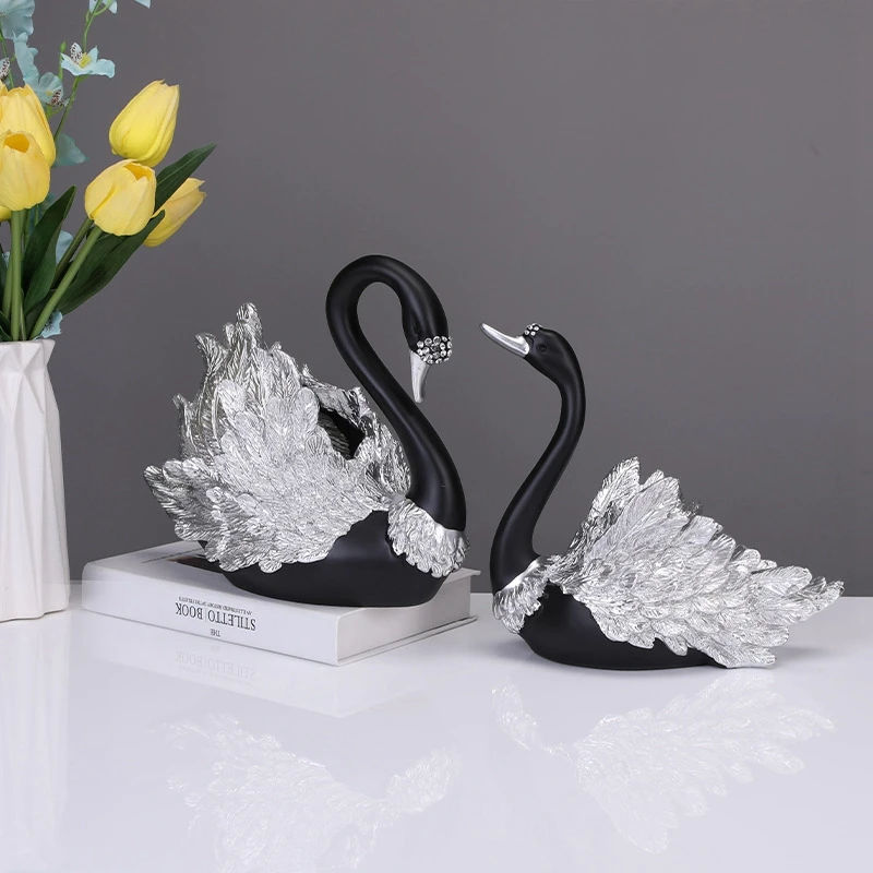 Home Decoration Accessories 1 Couple Of Swan Statue Decor Sculpture Modern Art Ornaments Wedding Gifts For Friend | Дом и сад