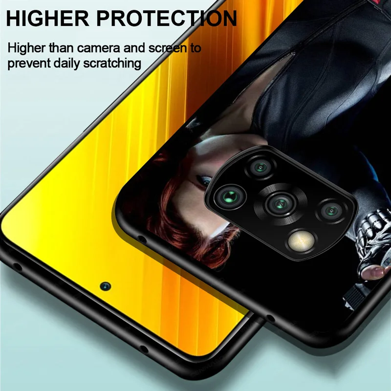 

Marvel Avengers Super Hero Black Widow For Xiaomi Poco C3 M3 M2 X3 NFC X2 F3 F2 F1 Mi Play Mix 3 A3 A2 Lite Pro Black Phone Case
