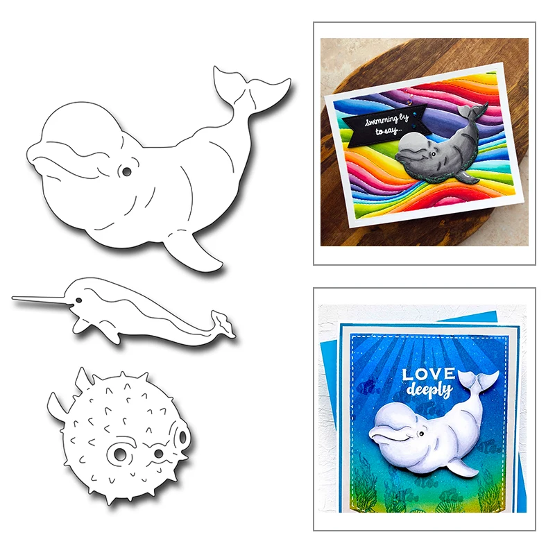 

Новинка 2021, металлические пресс-формы в виде дельфина-пуховика для вырезания формы, изготовления открыток, украшения для бумаги и скрапбуки...