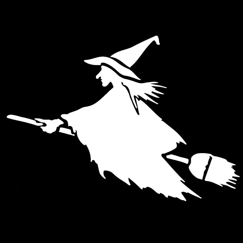 

Witch Decals on Flying Broomsticks High-quality Car Window Decoration Personalized PVC Waterproof Decals Black/white, 17cm*12cm