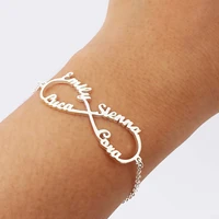 2020 stainless steel infinity name bracelet femme gold color custom jewelry personalized heart infinity nameplate charm bracelet