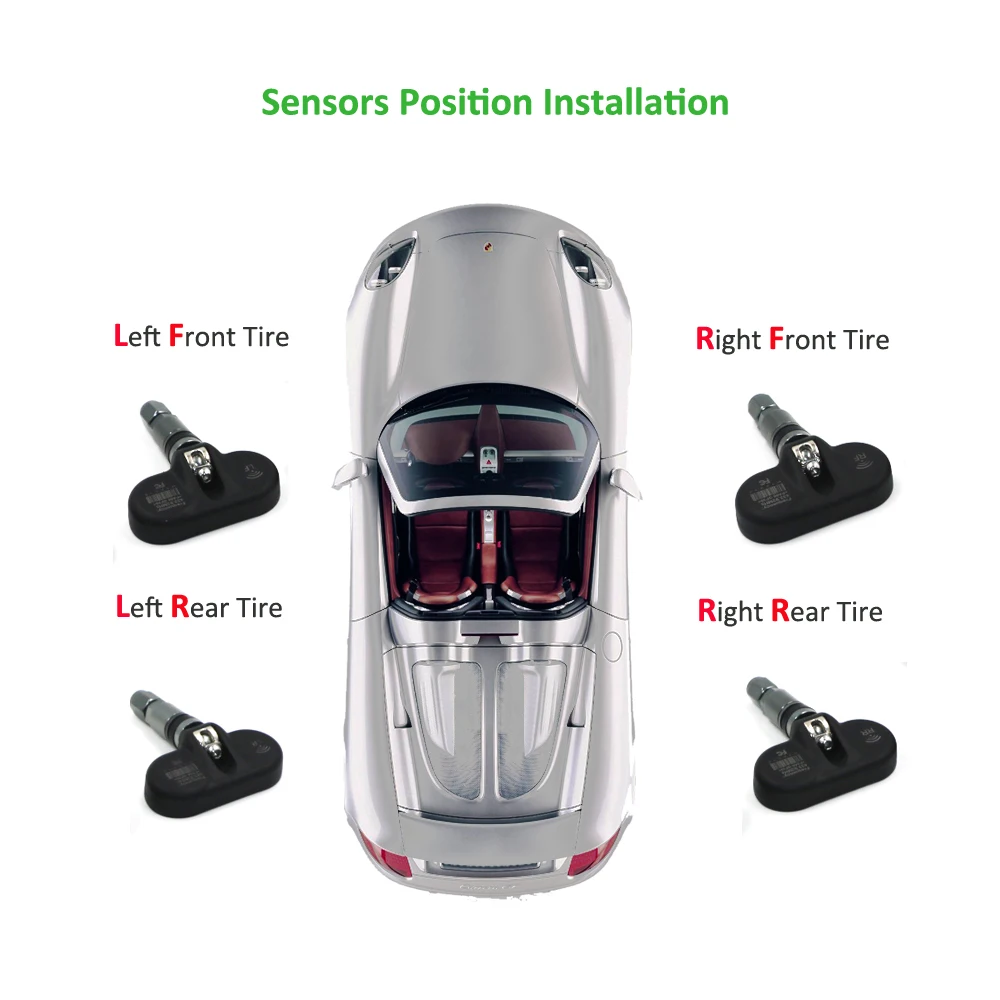 EANOP Смарт TPMS USB солнечной энергии система контроля давления в шинах Беспроводная сигнализация давления в шинах 4 шт. датчики PSI/BAR