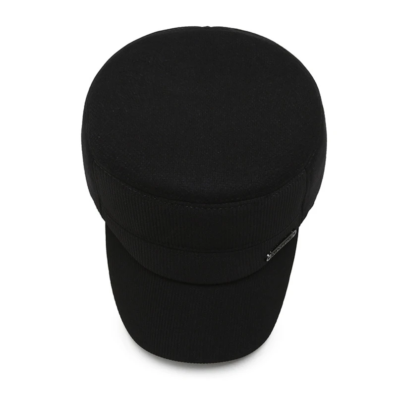 2022 New Black Fashion Hats Military Hat Men Caps for Winter Dad Cap Corduroy Middle-aged Seniors | Аксессуары для одежды