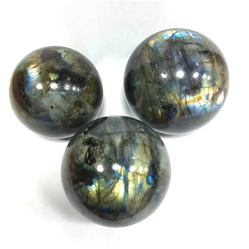 

Labradorite Ball Crystal Natural Polished Quartz Hand Carved Spheres For Home Decoration