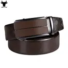 Дизайнерские коричневые мужские ремни из натуральной кожи с автоматическими пряжками и трещоткой, пояс для мужчин, джинсовый повседневный деловой стиль