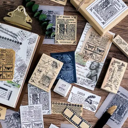 1 шт. Ретро Художественная серия креативный штамп Деревянный резиновый