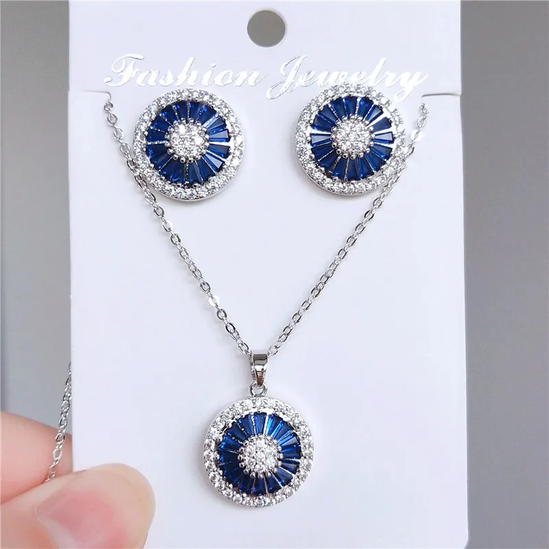 FEEHOW/Изысканный Фианит круглые простые красивые серьги кольцо с подвеской