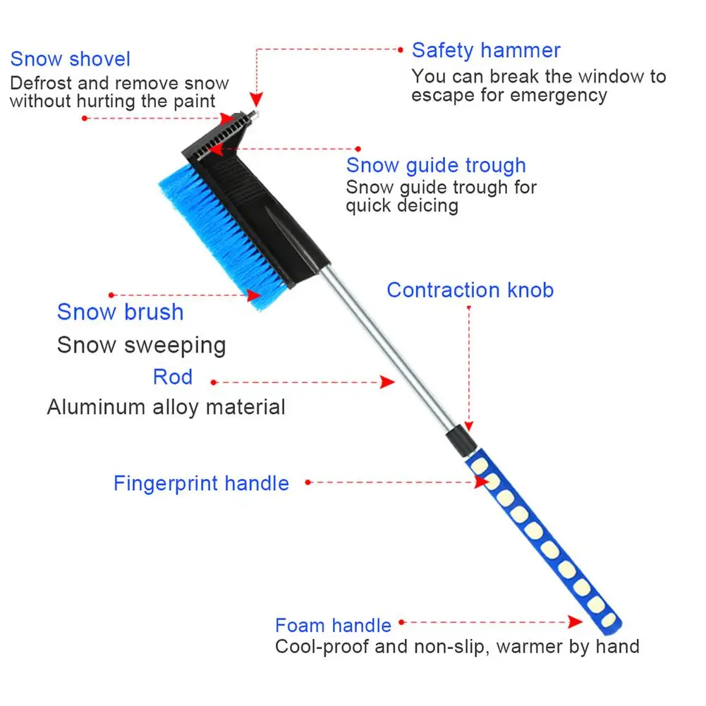 

Extendable Snow Shovel Ice Scraper Snow Brush Water Remover For Car SUV Frost Windshield Cleaner Winter Tool With Ice Scraper