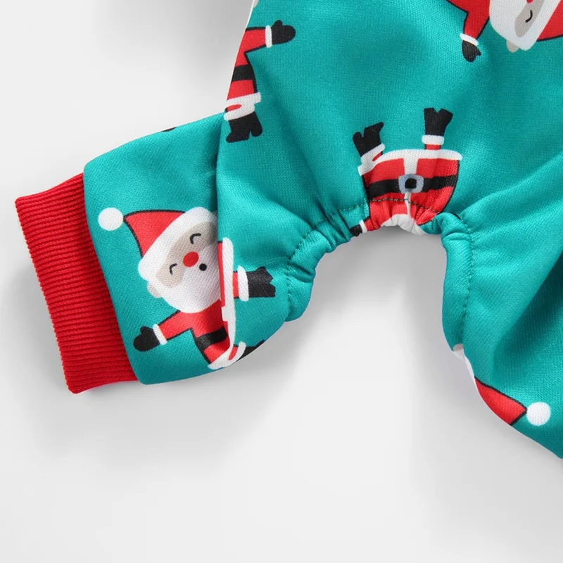 Pet Autumn And Winter Warm Clothes 4-legged Jumpsuit Christmas Elk Snowman Printed Sleepwear For Small Medium Dogs