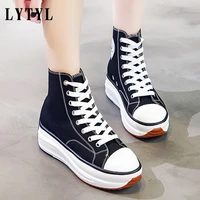 canvas shoes women trainers women high top sneaker lady autumn female footwear breathable girl white black sneakers 43