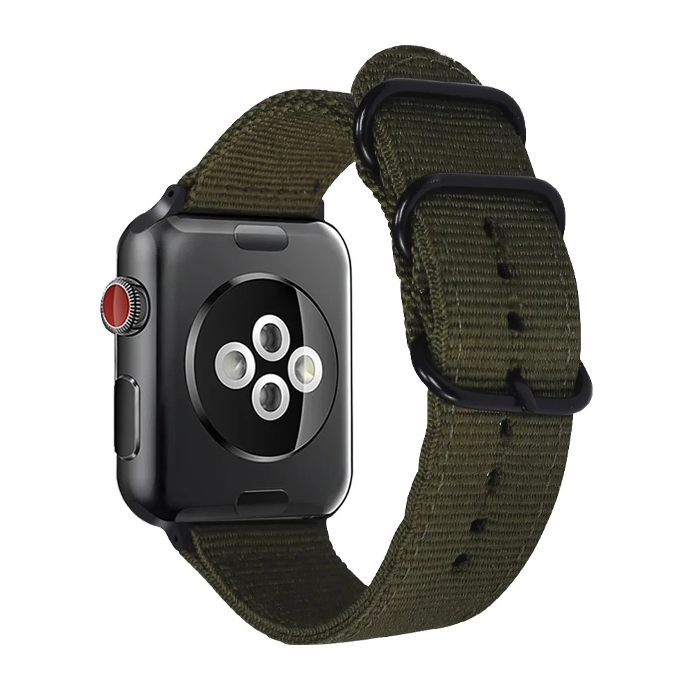 Ремешок нейлоновый для Apple Watch Band Series 5/4/3/2/1 спортивный кожаный браслет iWatch 42 мм 44 38