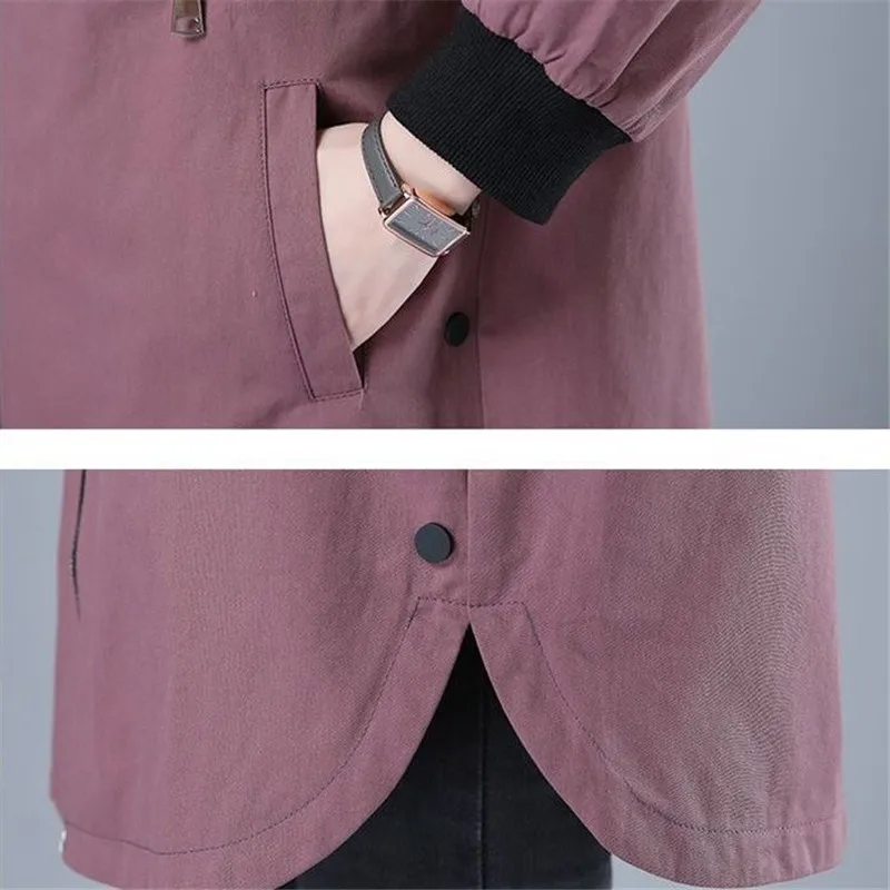 

2021 New Autumn Women Jacket Casual Basic Coat Pocket Zipper Oversize Long Sleeve Female Windbreaker Loose Hooded Outwear