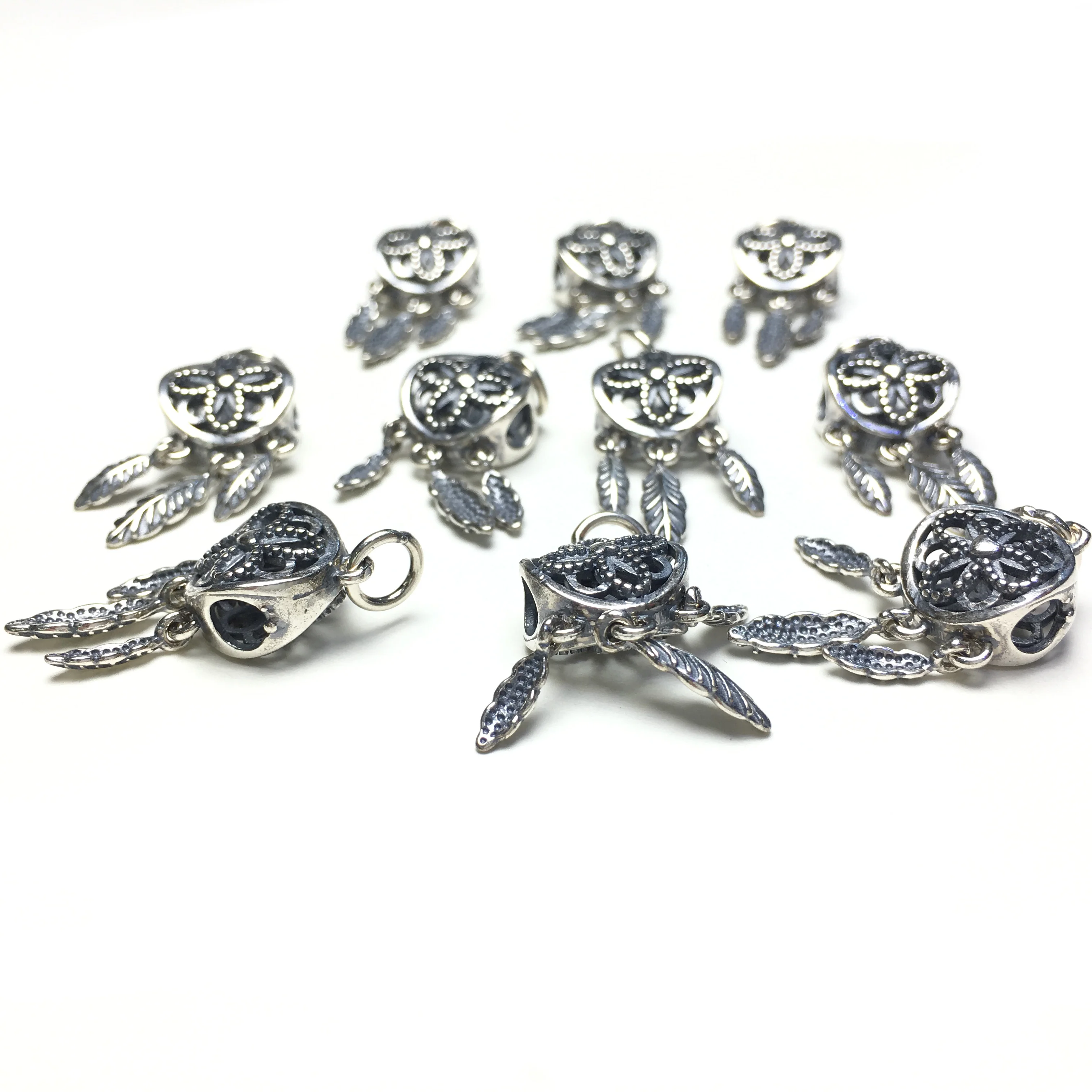 

Hot Sale 14x25mm 925 Sterling Silver 10pcs Feather Charms Pendant for Women Fashion Jewelry Making Necklace Bracelet Earring DIY