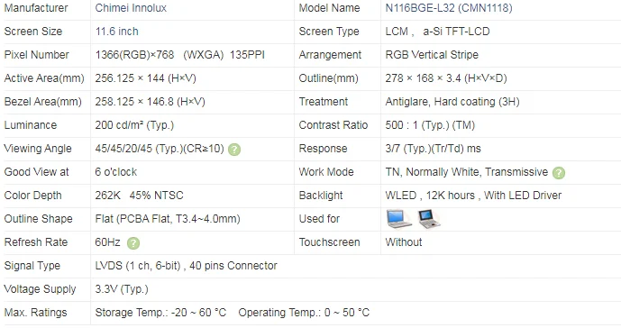 Лампа для освещения/L41 M116NWR1 R3 Φ LTN116AT06 B116XW03 V.0 V.1 HP Pavilion 11-e015dx | Электроника