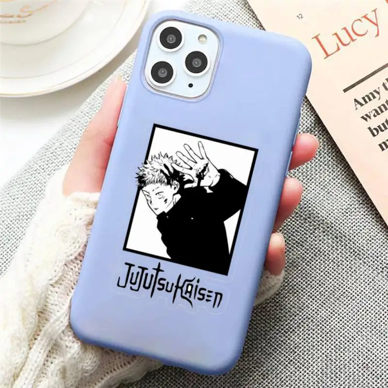 

Japanese Anime Jujutsu Kaisen Phone Case Candy Color for iPhone 6 7 8 11 12 s mini pro X XS XR MAX Plus