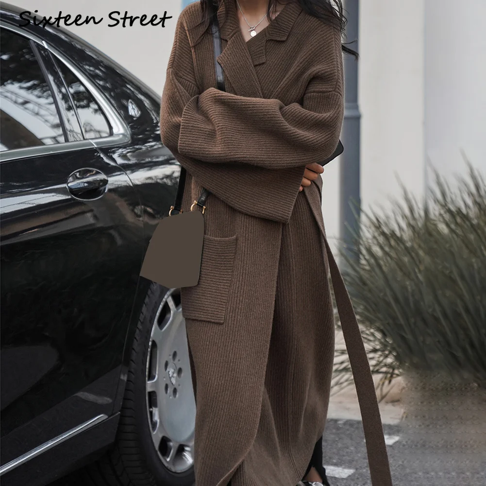 Женский шерстяной кардиган оверсайз вязаный винтажный свитер в Корейском стиле