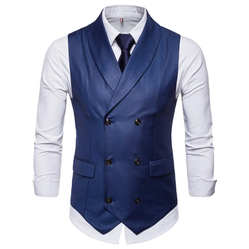 

Vest Spring Autumn Double Breasted Suit Vest Men's Sleeveless Business Leisure Vest Formal Wedding Men's Suit Vest