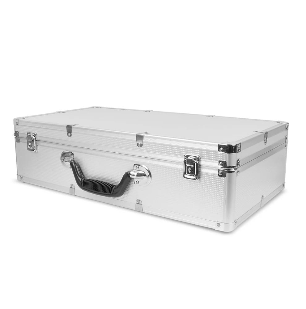 Estuche de aluminio para almacenamiento de micr&oacute;fono inal&aacute;mbrico, caja de herramientas de aluminio para micr&oacute;fono port&aacute;til-0