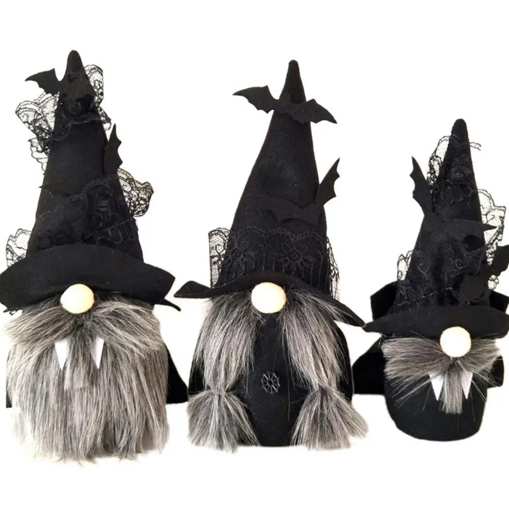 

3PCS Halloween Plush Gnome Decorations Plush Tomte Elf Ornaments Halloween Party Props Window Decorations