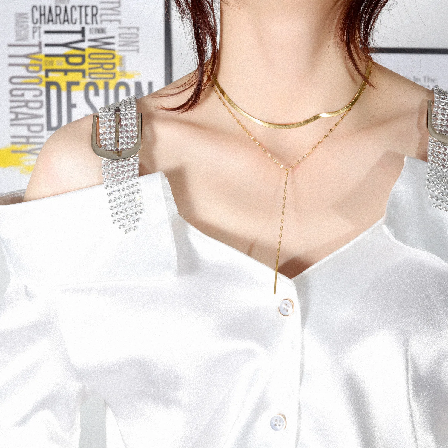 

CH-351 Fashion Jewelry Ladies Sexy Simple Street Necklace Tassel Clavicle Necklace Sweater Chain Accessories