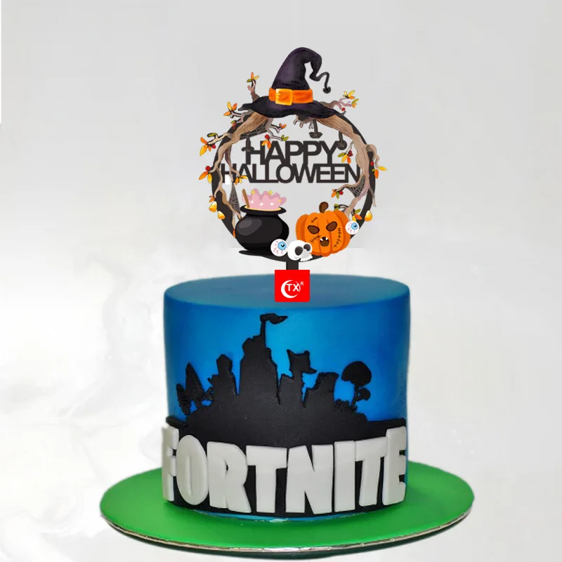 

Тыква Фонари и надписью "Happy Halloween" акриловое волокно Цвет торт топпера, ведьма скелет для выпечки торта для Хэллоуина вечерние торт Декор