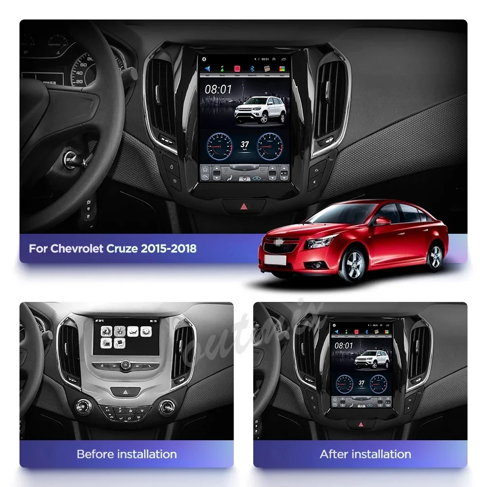 

Автомобильный мультимедийный плеер с сенсорным экраном Tesla Style Android 9,0 для Chevrolet Cruze 2015-2017 GPS аудио Радио стерео 2 din головное устройство