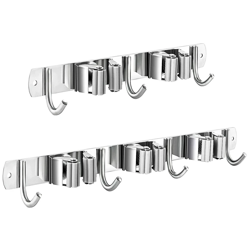 

Stainless Steel Broom Hange Broom and Mop Holder Wall Mounted, Broom Holder, Heavy Duty Broom Hooks 2 Pieces