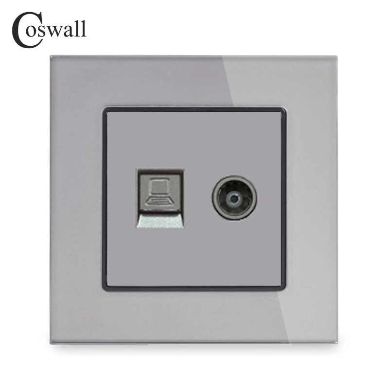Настенная розетка COSWALL из хрустального закаленного стекла гнездовой разъем для