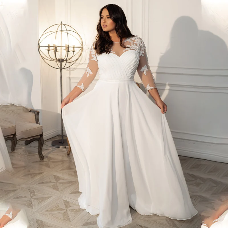 

Женское шифоновое платье в пол, с рукавом 3/4