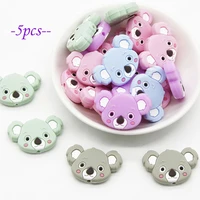 cute idea 5pcs silicone koala head teethers baby teething beads pearl diy kids pacifier chain toys accessories baby product