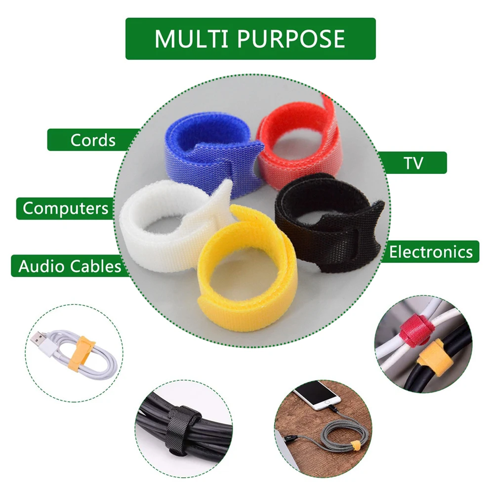 Набор из 100 штук многоразовых нейлоновых кабельных замков с клеевым слоем для организации электрических проводов и крепления проводов. Регулируемый держатель.