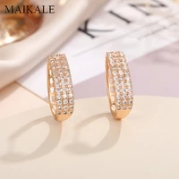 maikale simple hollow stud earrings three rows cubic zirconia goldsilver color korean earrings for women jewelry party gifts