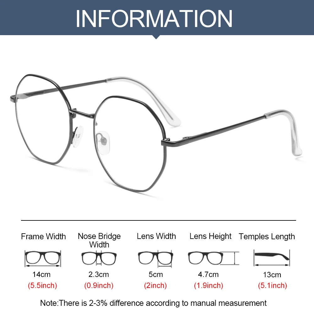 

2021 New Classic Flat Mirror Eyewear Octagon Frame Retro Myopia Glasses High-definition Simple Optical Spectacle