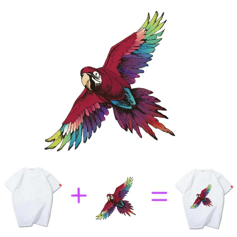 225 мм наклейки с большим попугаем для одежды модные объемные нашивки упаковка