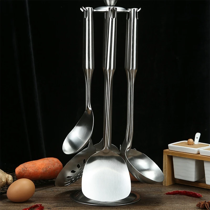 

Stainless Steel Kitchenware Set Household Kitchen Supplies Cooking Spatula Soup Spoon Kitchen Long-Handled Spatula